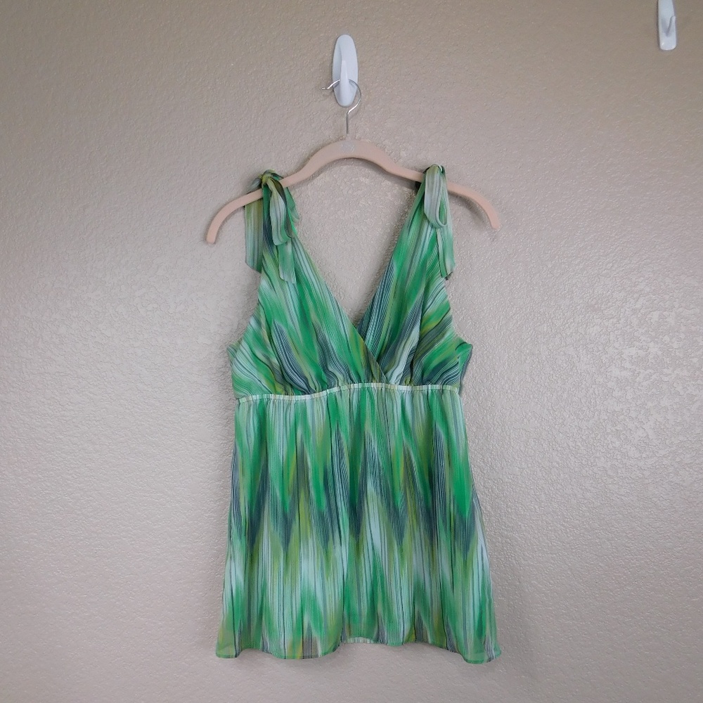 I.N.C. Emerald Striped Tie Shoulder Tank